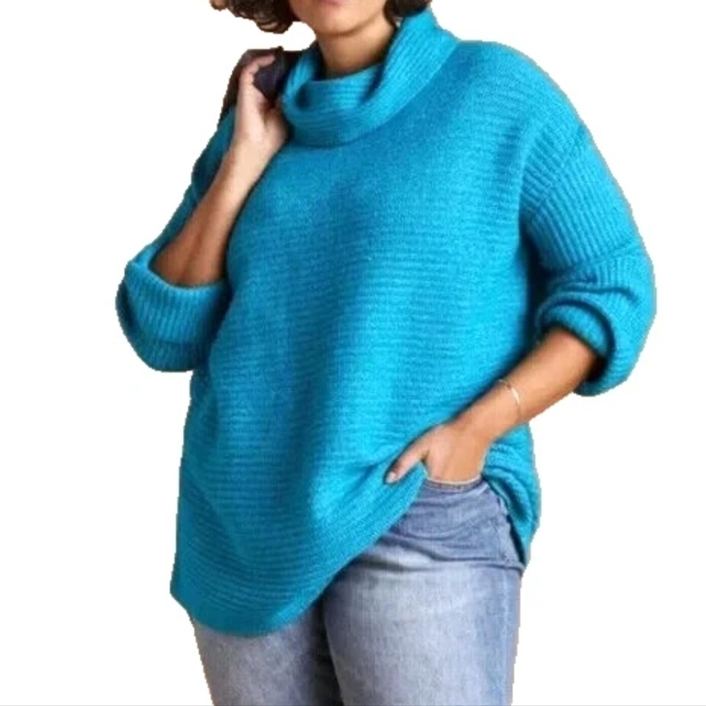 Pilcro Ribbed Chunky Cowl Neck Sweater